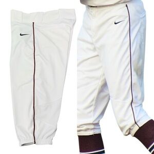 NWOT Nike Team Vapor Pro High Baseball Pants Knickers White Maroon Piping M